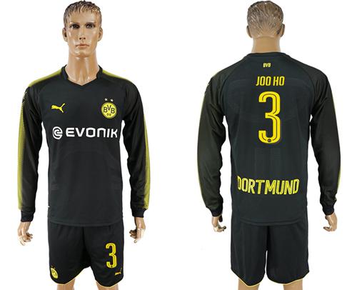 Dortmund #3 Joo Ho Away Long Sleeves Soccer Club Jersey - Click Image to Close
